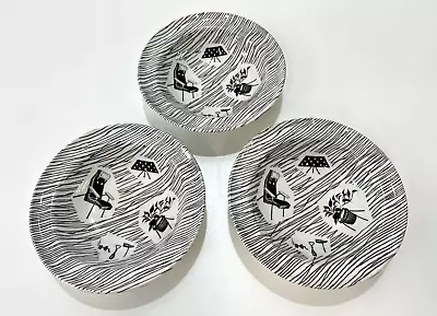 Buy Ridgeway Potteries Homemaker Cereal Bowls X3 Vintage Black & White #L4 • 14.99£