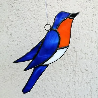 Buy Bluebird Stained Glass Suncatcher Window Hanging Panel, Handmade Bird Wall Decor • 31.30£