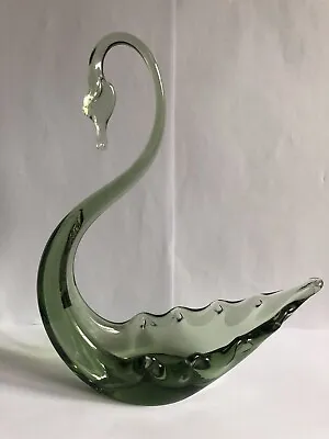 Buy Rare 22cm Vintage Whitefriars Sea Green Glass Swan 1950's • 35£