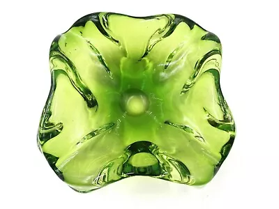 Buy Czech Bohemian Art Glass Bowl Green Bowl Ashtray • 18.50£