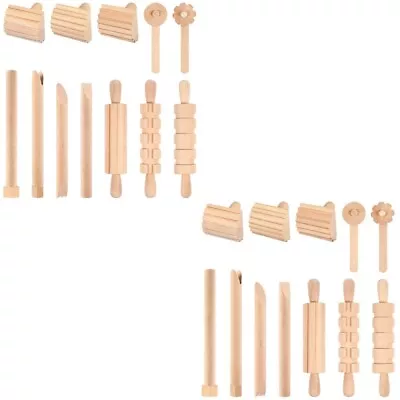 Buy 2 Sets Plasticine Wooden Preschool Kids Pottery Mini Rolling Pins • 37.65£
