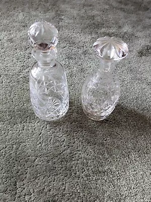 Buy Antique Vintage Two Glass Decanters Cut Crystal With Stoppers • 15£