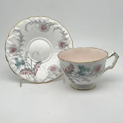 Buy Aynsley England Wayside Pink Inside Tea Cup & Saucer Set Bone China Vintage • 14.25£