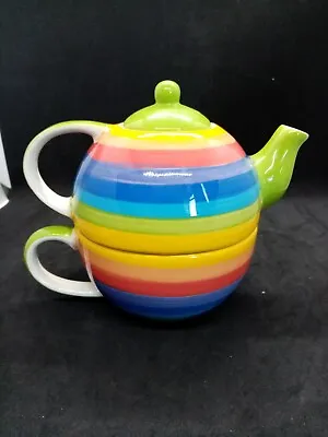 Buy Vintage LOVEWINDHORSE  RAINBOW Tea For One Teapot And Cup  • 12£