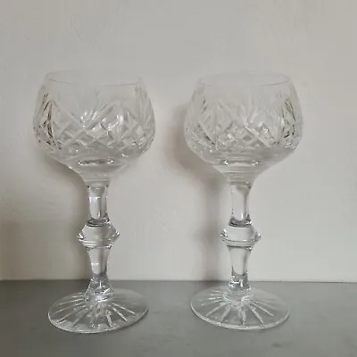 Buy 2 X EDINBURGH Crystal - IONA Cut - Hock Wine Glasses. VGC • 29.99£