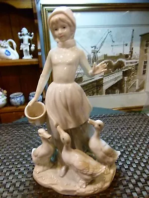 Buy Lladro Style Girl With Geese Figurine 23cm High • 14£