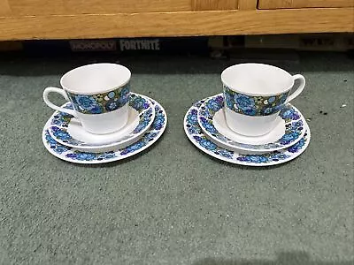 Buy 2 X Vintage Ridgway 'Amanda' Bone China Tea Trios- Cups, Saucers And Tea Plates  • 7.99£