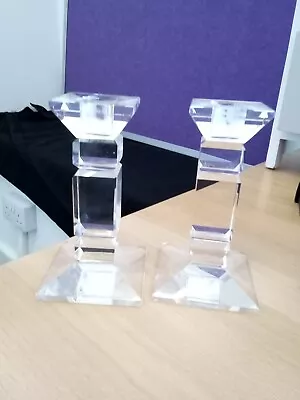 Buy Pair Of Crystal Glass Candle Sticks. • 4.99£