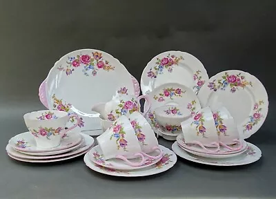 Buy Vintage Shelley 21 Piece Tea Set ~ Pink Rose Floral 2338 ~ Fine Bone China • 145£