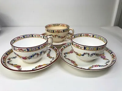 Buy Minton China England Rose A4807 Antique Tea Cups With Saucers (3)  | Fair Cond. • 20.71£