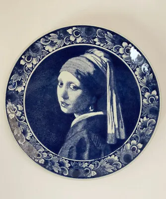 Buy Royal Delft Vermeer Girl With Pearl Earing Blue & White Hanging Plate Charger • 150£