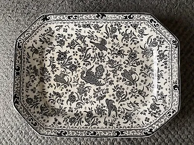 Buy Burleigh Stonewall Kitchen Black Regal Chinese Peacock Rectangular Platter Rare • 142.31£