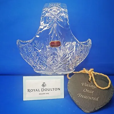 Buy Royal Doulton Crystal * GLASS BASKET / HANDLED DISH * Vintage VGC Original Label • 12.50£