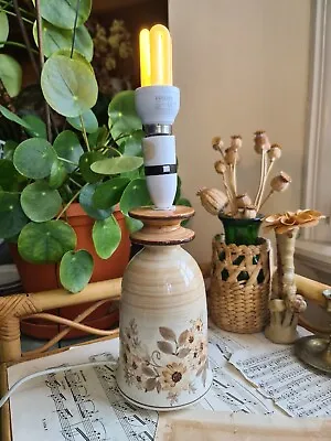 Buy Jersey Pottery Ceramic Floral Design Table Lamp Beige/Brown Rustic Country Home • 19.99£