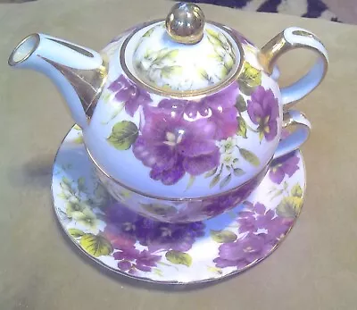 Buy Beautiful Porcelain Teapot And Cup Set Tea Set For One Floral-Good Cond.-China • 15.15£
