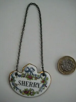 Buy Crown Staffordshire Bone China Porcelain Decanter Label Tag Sherry Ribbon & Bows • 14.99£
