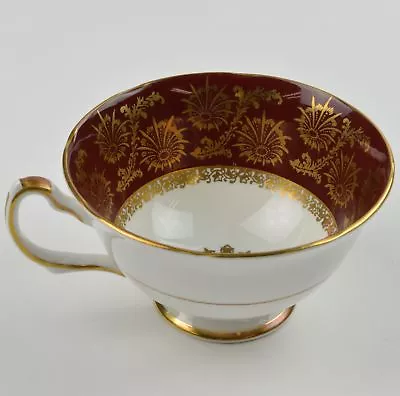 Buy Royal Grafton K1699 Pattern Footed Cup Burgundy Gold Fine Bone China Floral Tea • 21.75£