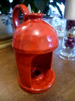 Buy Vintage Italy Italian Pottery Red Handled Ceramic Candle Carrying Lantern Holder • 24.75£
