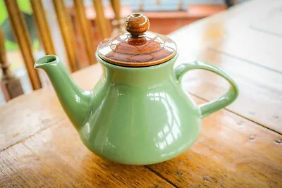 Buy Vintage - Poole Pottery - Twin Tone Green Teapot - Brown Lid - Rare • 7.99£