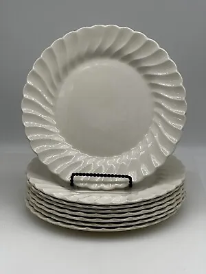 Buy Set Of 8 Myott Olde  Chelsea Staffordshire England White Swirl Dinner Plates • 37.85£