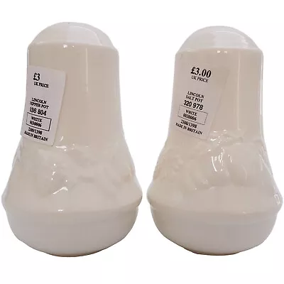 Buy BHS Lincoln Salt & Pepper Pots Shakers Cruet Set White Ceramic Vintage Retro • 22.99£