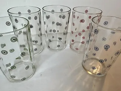 Buy 5pc SWANKY SWIGS CIRCLES BULLSEYE 1934 DRINKING GLASSES JUICE CLEAR RIBBED GLASS • 50.49£