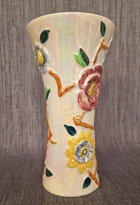 Buy Arthur Wood KEAT Vase Raised & Hand Painted Flowers Fluted Decor • 20£