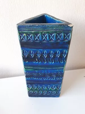 Buy Vintage Early Bitossi Rimmini Blue Large Triangular Vase For Repair Damaged 25c • 50£