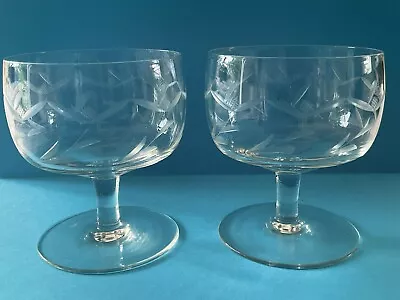 Buy 2 1950’s Short Stemmed Champagne Glasses, Perfect Condition • 7.25£