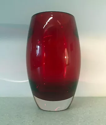 Buy Whitefriars Optic Cased Ruby Glass Vase -  Pattern Number 9587 - Geoffrey Baxter • 49£