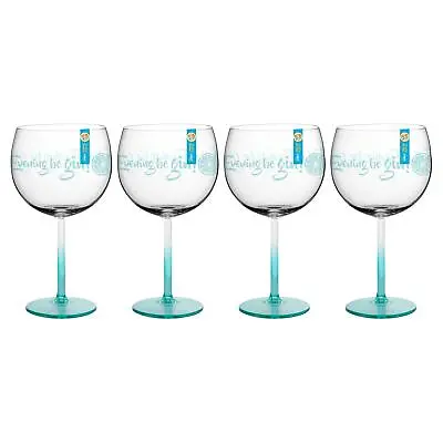 Buy Pack Of 4 Blue Plastic Clear Gin Balloon Glasses Reusable 600ml BBQ Summer • 15.99£