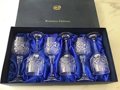 Buy Set Of Six Bohemia Fine Cut Crystal Wine Glasses - Boxed • 15£