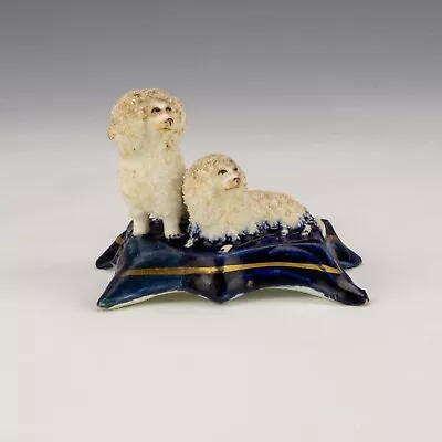 Buy Antique Staffordshire Pottery - Textured Woolly Poodle Dogs Figure • 0.99£