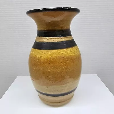 Buy Bloomington Pottery Company Hand Thrown 8  Vase Swirl Black Tan Glaze • 28.88£