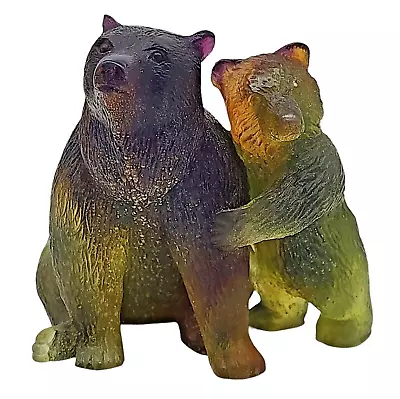 Buy Vintage DAUM Pate De Verre Art Glass Mother Bear & Cub FRANCE • 312.16£