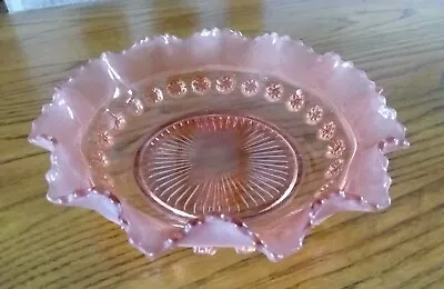 Buy Vintage  - Carnival Glass - Bon Bon / Candy / Sweet Dish / Bowl - Salmon Pink • 14.99£
