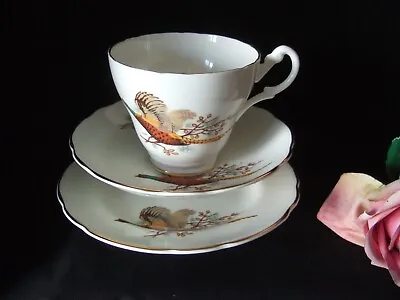 Buy Vintage Royal Stuart Bone China Flying Pheasant Trio Cup Teacup Saucer & Plate • 4.25£
