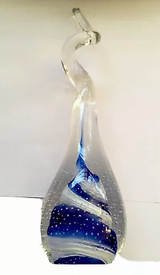 Buy Retro Vintage  RBA Swedish Swirl Art Glass Sculpture With Twisted Long Neck • 22£