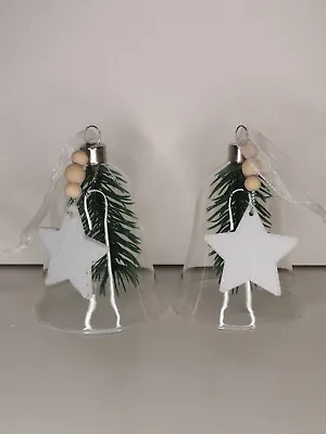 Buy 2 Glass Bells Christmas Tree Decorations Clear • 4.90£