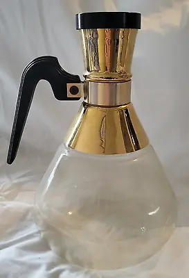 Buy Vintage Glass Mid Century Coffee Pot Carafe W/ Lid And Black Handle • 21.69£