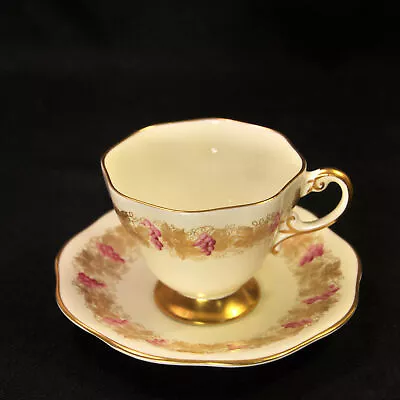 Buy E. Brain Foley Cup & Saucer Grapes & Leaves Purple & Gold 1948-1963 England HTF • 56.22£