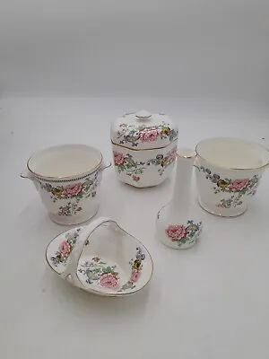 Buy 5x Vintage Crown Staffordshire Chelsea Manor Bone China - Vase, Lidded Jar, Pots • 29.99£