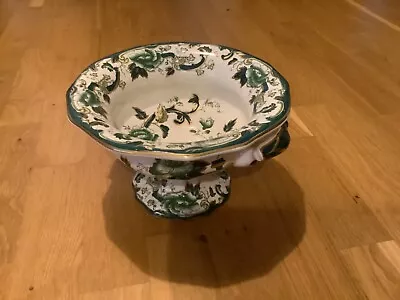 Buy Lovely Large Vintage Masons Footed Bowl With Handles In Chartreuse Pattern • 49.99£