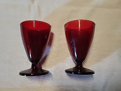Buy Anchor Hocking Glass Royal Ruby Red Footed Glassware Cordials-Set Of 2 • 9.63£