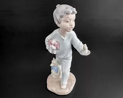 Buy Lladro Nao 8  Young Boy Holding Candle With Puppy & Teddy Bear Figurine • 38.26£