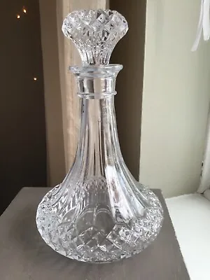 Buy Stunning Ships Decanter Crystal Flat Base Table Decor Pristine Condition 10”tall • 23.99£
