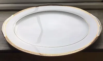 Buy Noritake Vintage China White, Gold & Black Large Oval Serving Plate Regent 5681 • 20£