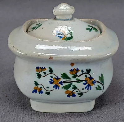Buy British Enamelled Orange Ohcer & Blue Floral Child's Miniature Sugar Bowl C.1815 • 47.36£