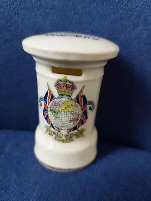 Buy Vintage Crested China Pillar Box,  Imperial International Exhibition Of 1909 • 20£