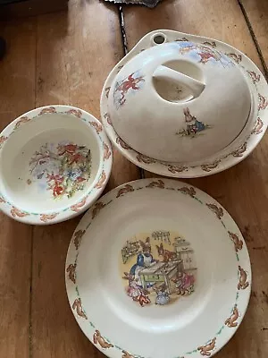 Buy Vintage China Bunnykins Set Plate Bowl And Warming Set Age Marks But No Cracks O • 9£